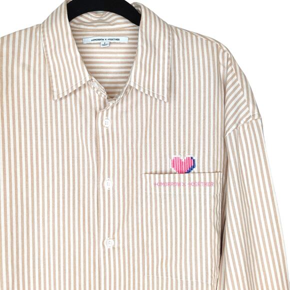 TxT Tomorrow X Together KPop Blue Hour Rare Button Up Striped Shirt Boy Group OS